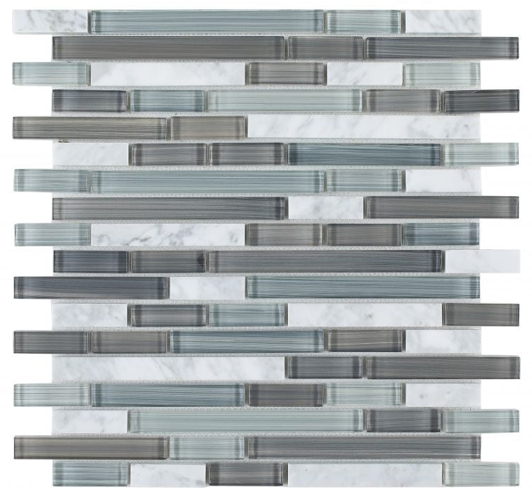 New | Glass | Blue & Gray | Mosaic Sheet Tile | Interior Walls & Showers