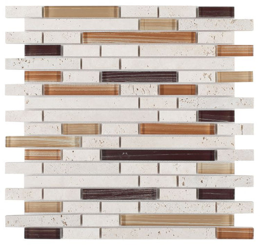 New | Linear | Beige & Brown | Mosaic Sheet Tile | Walls, Interior Floors & Showers