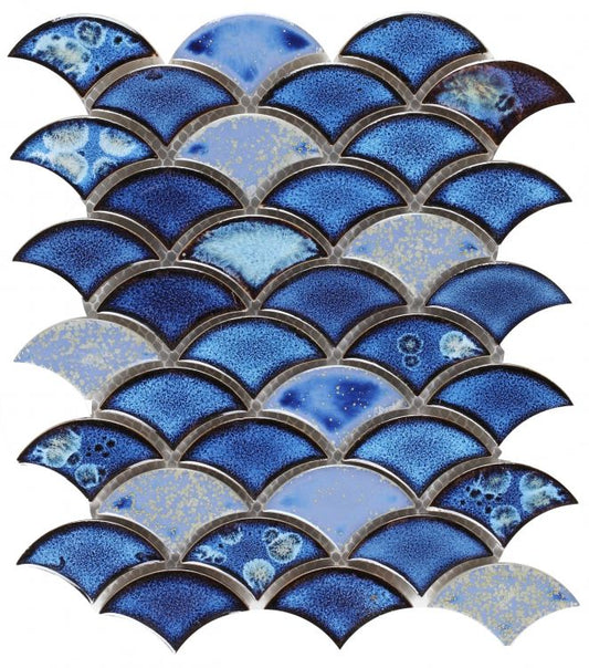 New | Scale | Blue | Mosaic Sheet Tile | Walls, Interior Floors, Showers, Pools & Pool Liners