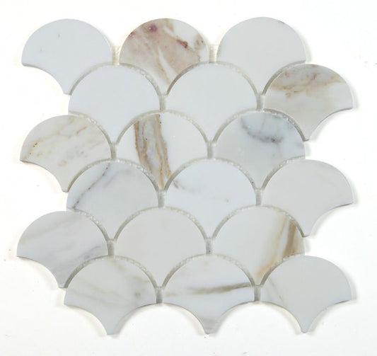 New | Scale | White & Gold | Mosaic Sheet Tile | Walls, Interior Floors & Showers