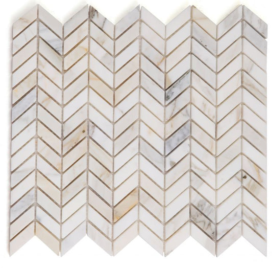 New | Herringbone | White & Tan | Mosaic Sheet Tile | Walls, Interior Floors & Showers