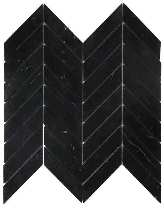 New | Herringbone | Black | Mosaic Sheet Tile | Walls, Interior Floors & Showers