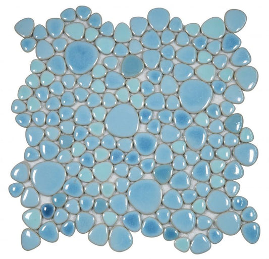 New | Pebble | Blue | Mosaic Sheet Tile | Walls, Interior Floors, Showers, Pools & Pool Liners