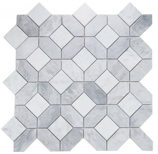 New | Hexagon | Gray & White | Mosaic Sheet Tile | Walls, Interior Floors & Showers