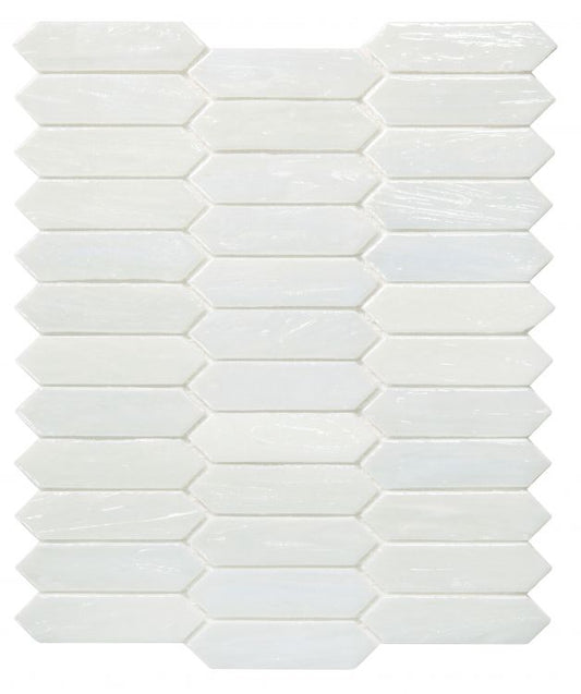 New | Elongated Hexagon | White | Mosaic Sheet Tile | Interior Walls, Showers, Pools, & Pool Liners