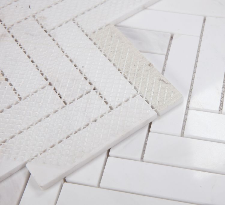 New | Herringbone | White | Mosaic Sheet Tile | Walls, Interior Floors & Showers