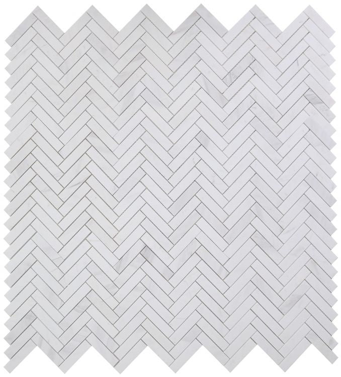 New | Herringbone | White | Mosaic Sheet Tile | Walls, Interior Floors & Showers