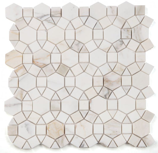 Circular | Cream, beige & Tan | Mosaic Sheet Tile | Interior Wall, Floors, Shower & Exterior Walls