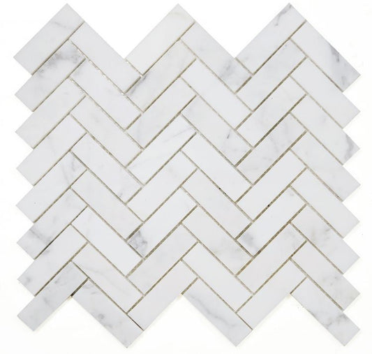 New | Herringbone | White | Mosaic Sheet Tile | Walls, Interior Floors & Showers