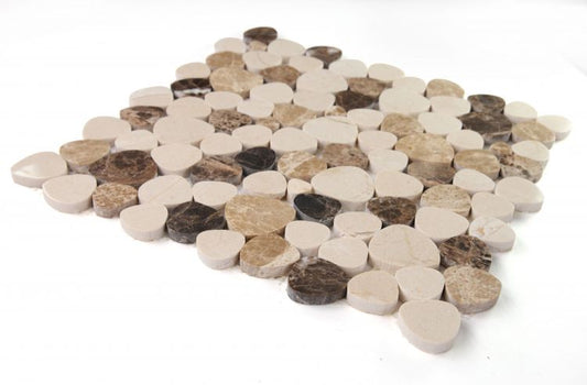 New | Pebble | Beige & Brown | Mosaic Sheet Tile | Walls, Interior Floors, & Showers