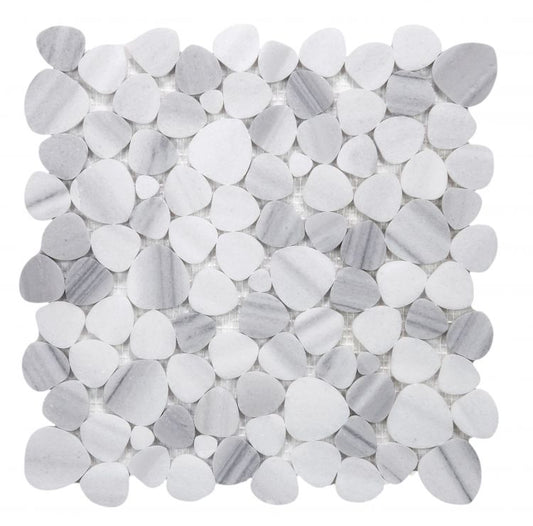 New | Pebble | White & Gray | Mosaic Sheet Tile | Walls, Interior Floors, & Showers