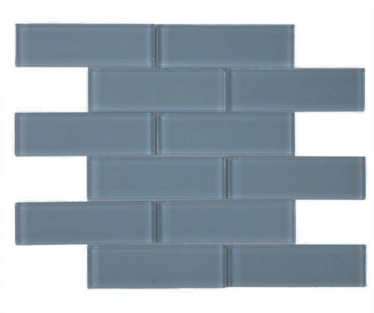 New | Subway Glass | Blue | Mosaic Sheet Tile | Walls, Interior Floors, Showers & Pools