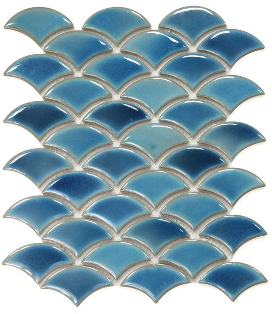 New | Scale | Blue | Mosaic Sheet Tile | Walls, Interior Floors, Showers, Pools & Pool Liners