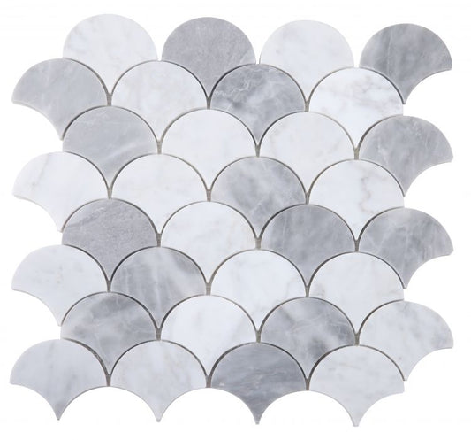 New | Scale | Gray & White | Mosaic Sheet Tile | Walls, Interior Floors & Showers