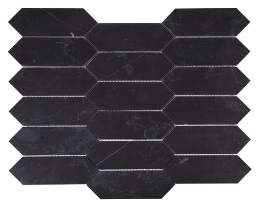 New | Elongated Hexagon | Black | Mosaic Sheet Tile | Walls, Interior Floors & Showers