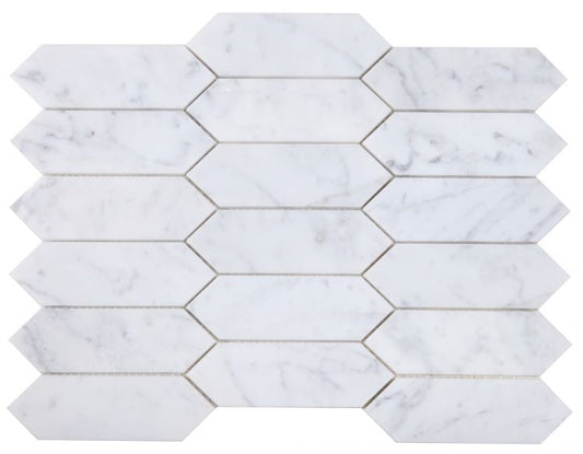 New | Elongated Hexagon | White | Mosaic Sheet Tile | Walls, Interior Floors & Showers