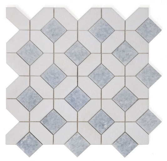 New | Hexagon | Blue & White | Mosaic Sheet Tile | Walls, Interior Floors & Showers