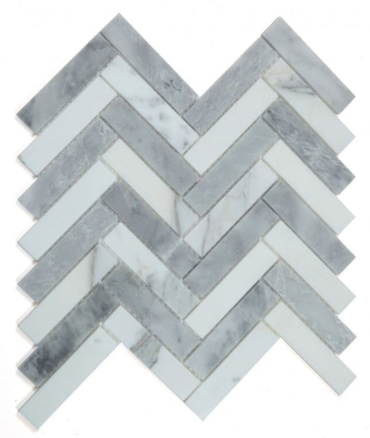 New | Herringbone | Gray | Mosaic Sheet Tile | Walls, Interior Floors & Showers