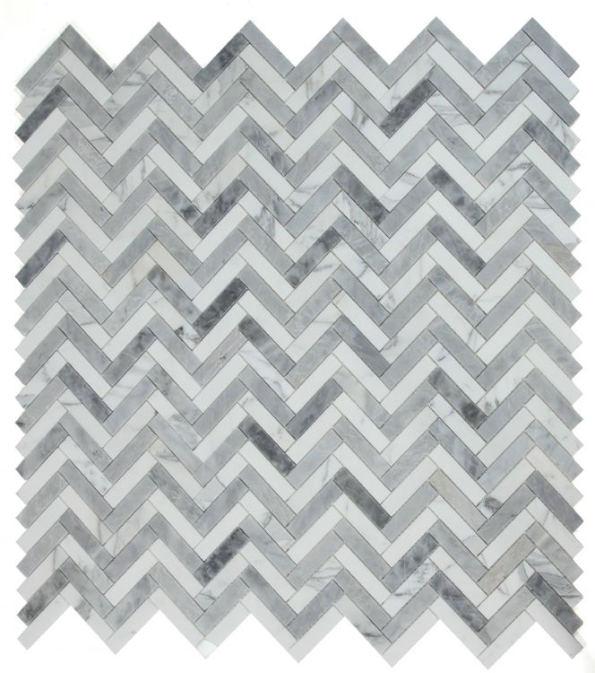 New | Herringbone | Gray | Mosaic Sheet Tile | Walls, Interior Floors & Showers