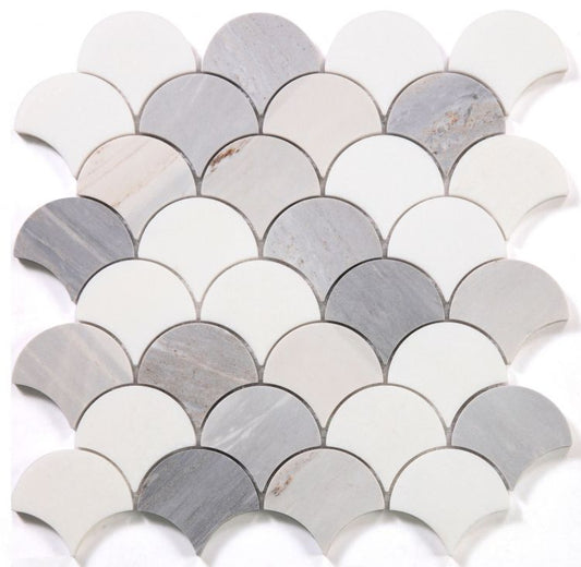 New | Scale | Blue & Gray | Mosaic Sheet Tile | Walls, Interior Floors & Showers