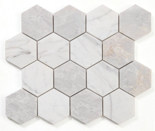 New | Hexagon | Light Gray | Mosaic Sheet Tile | Walls, Interior Floors & Showers