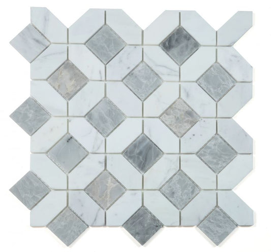 New | Hexagon | Gray & White | Mosaic Sheet Tile | Walls, Interior Floors & Showers