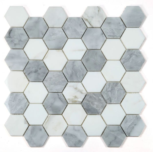 New | Hexagon | Gray | Mosaic Sheet Tile | Walls, Interior Floors & Showers