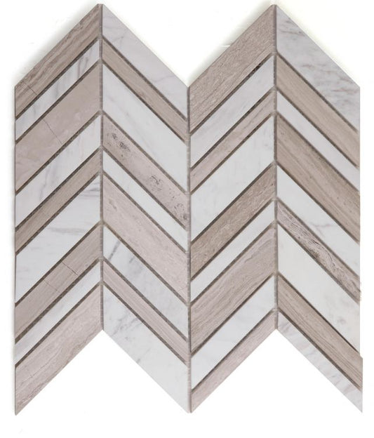 New | Herringbone | White, Gray & Beige | Mosaic Sheet Tile | Walls, Interior Floors & Showers