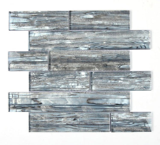 New | Subway Glass | Silver | Mosaic Sheet Tile | Interior Walls & Shower Walls