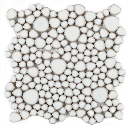 New | Pebble | White | Mosaic Sheet Tile | Walls, Interior Floors, Showers, Pools & Pool Liners