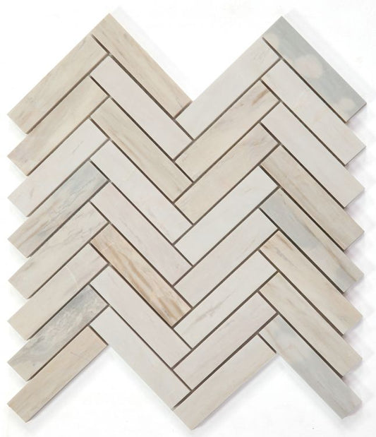 New | Herringbone | Gray & Beige | Mosaic Sheet Tile | Walls, Interior Floors & Showers