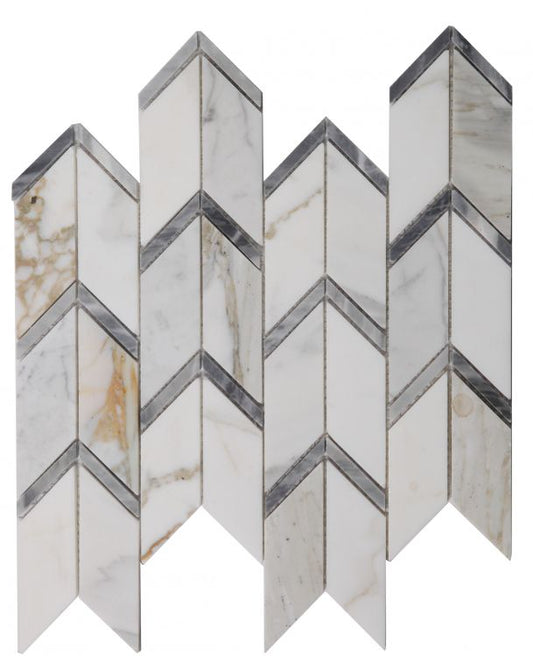 New | Chevron & Herringbone | White & Gray | Mosaic Sheet Tile | Walls, Interior Floors, & Showers