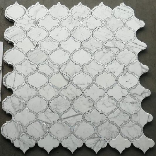 New | Spade | White Marble | Mosaic Sheet Tile | Interior Walls