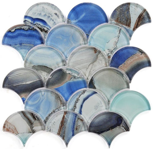 New | Scale | Blue | Mosaic Sheet Tile | Interior Walls & Shower Walls