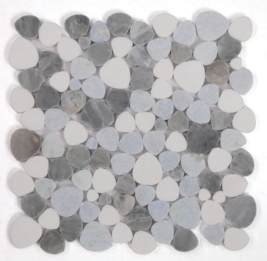 New | Pebble | Gray, Blue, & White | Mosaic Sheet Tile | Walls, Interior Floors, & Showers