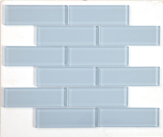 New | Subway Glass | Light Blue | Mosaic Sheet Tile | Walls, Shower Walls, Pools & Pool Liners