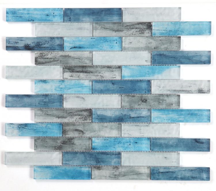 New | Glass | Blue & Light Gray | Mosaic Sheet Tile | Interior Walls & Shower Walls
