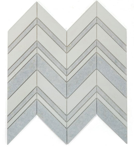 New | Herringbone | Blue & White | Mosaic Sheet Tile | Walls, Interior Floors & Showers