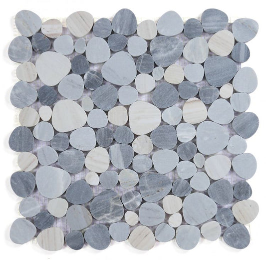 New | Pebble | Blue & White | Mosaic Sheet Tile | Walls, Interior Floors, & Showers