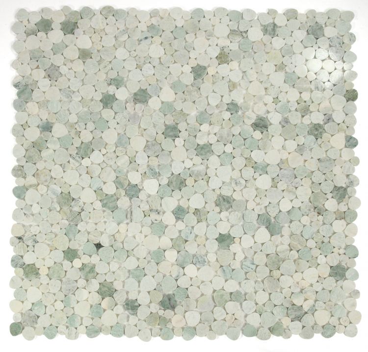 New | Pebble | Green & White | Mosaic Sheet Tile | Walls, Showers, & Interior Floors