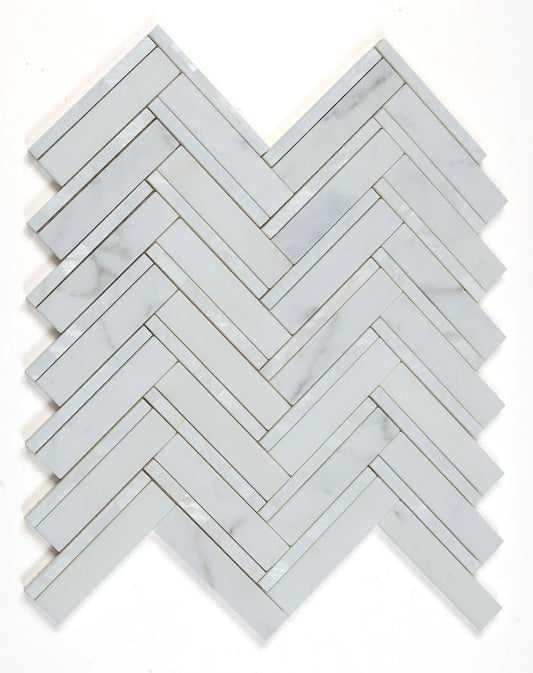 New | Herringbone | White | Mosaic Sheet Tile | Interior Walls & Shower Walls