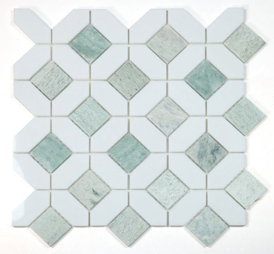 New | Hexagon | Green | Mosaic Sheet Tile | Walls, Interior Floors & Showers