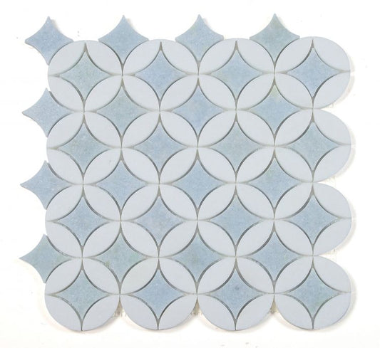 New | Circular | Blue & White | Mosaic Sheet Tile | Walls, Interior Floors & Showers