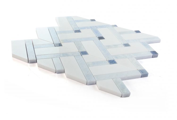 New | Herringbone | Blue & White | Mosaic Sheet Tile |Walls, Interior Floors & Showers