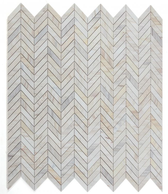 New | Herringbone | Beige & Gray | Mosaic Sheet Tile | Walls, Interior Floors & Showers