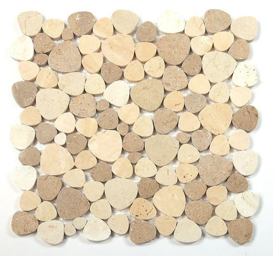 New | Pebble | Tan & Brown | Mosaic Sheet Tile | Walls, Interior Floors, & Showers