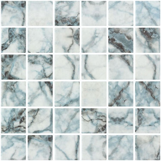 Blue White & Gray Mosaic Tile | Azul  | 12.25 x 12.25" Sheet