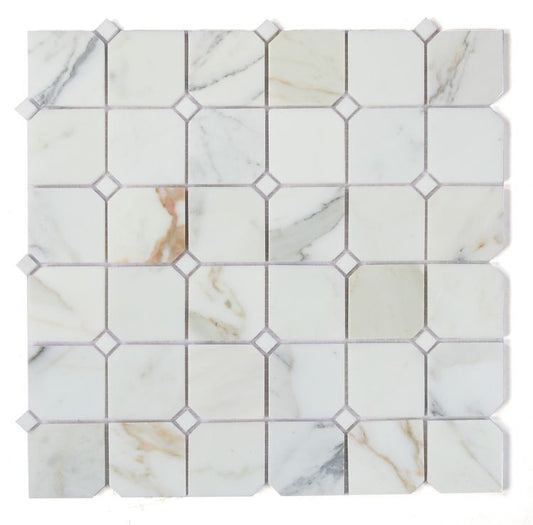 New | Square | White & Gold | Mosaic Sheet Tile | Walls, Interior Floors & Showers