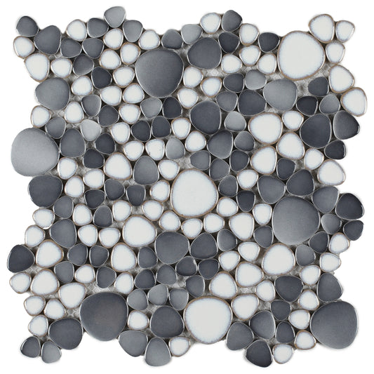 New | Pebble | Gray & White | Mosaic Sheet Tile | Walls, Interior Floors, Showers, Pools & Pool Liners