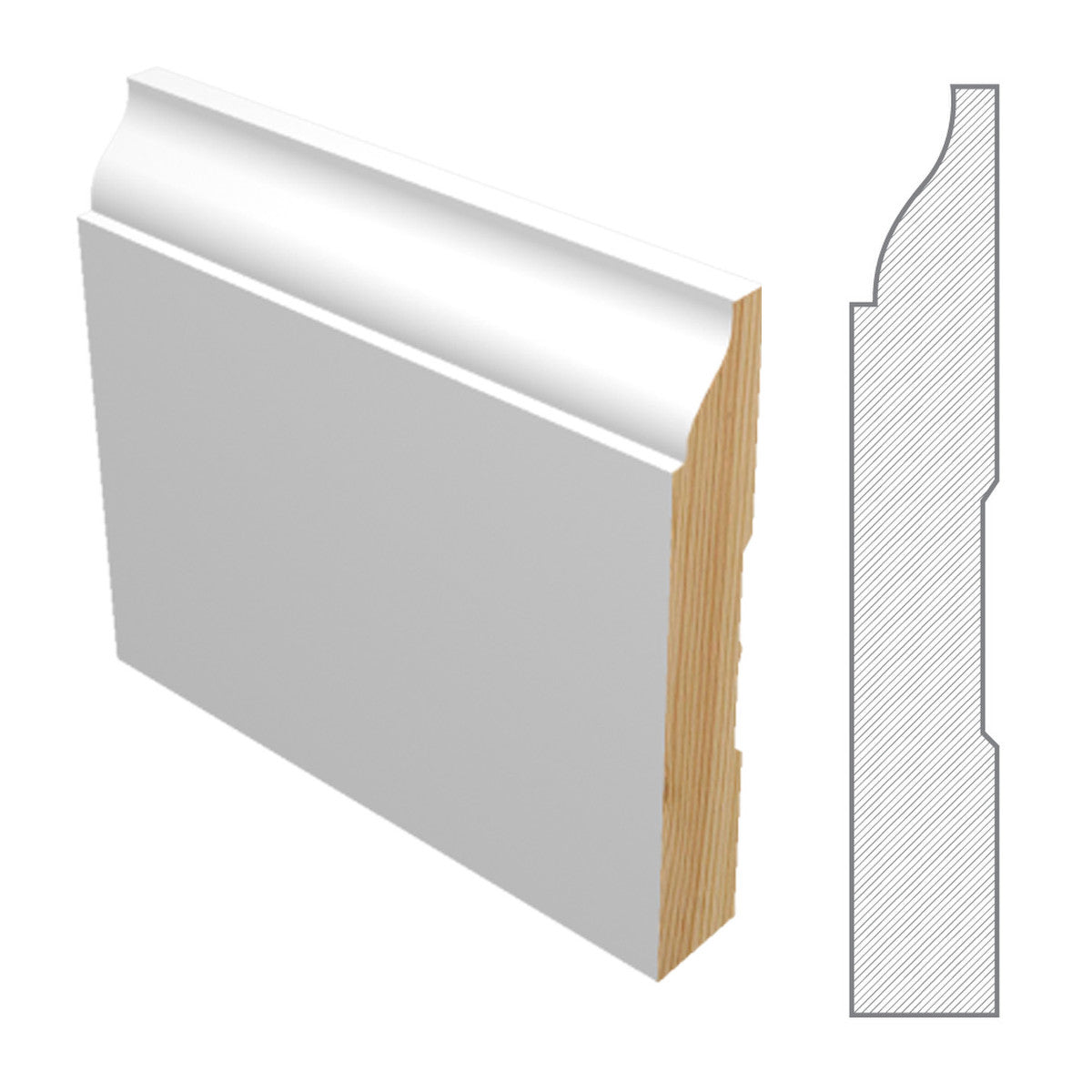 623 Baseboard Pine Primed | 3.25" Tall x 9/16" Thick x 16' LF Long